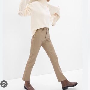 Gap High Rise Vegan Leather Cheeky Straight Pants - beige